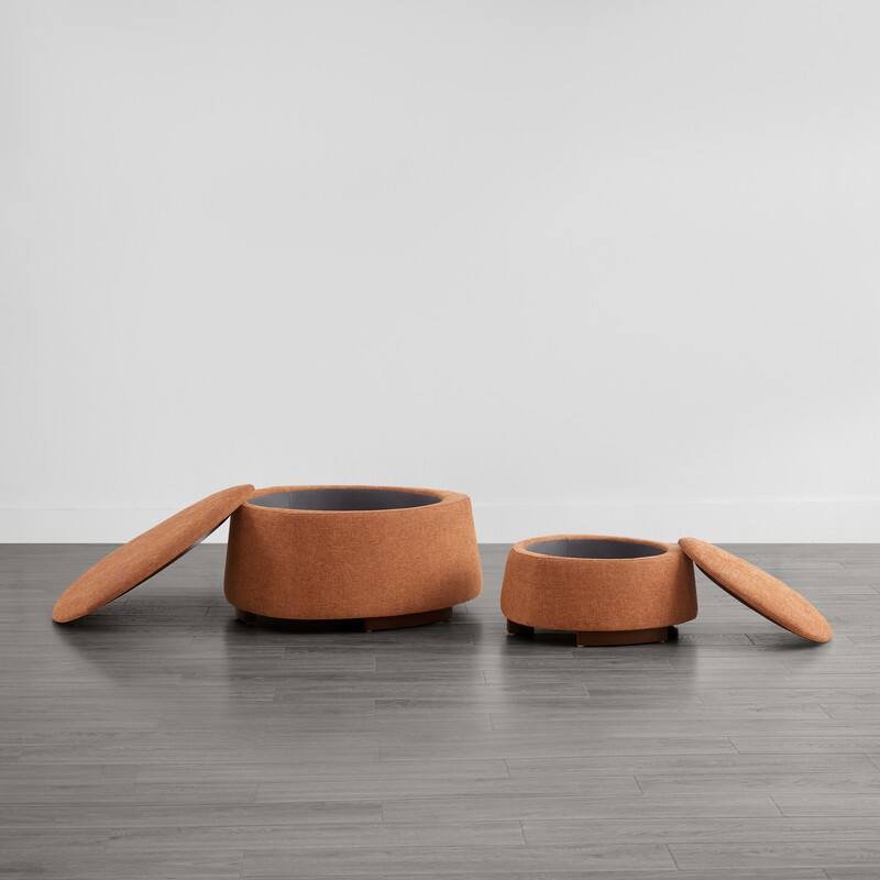 Bridget Storage Ottoman Set Stone-Shaped Footrest for Living Room