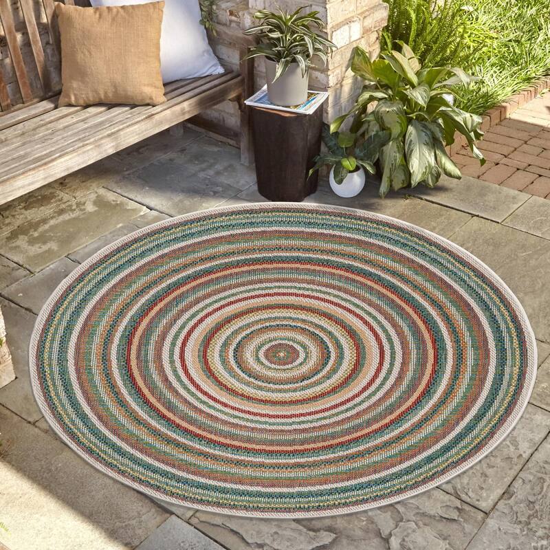 Outdoor Atelier Collection Area Rug - Multi - 5'3" Round