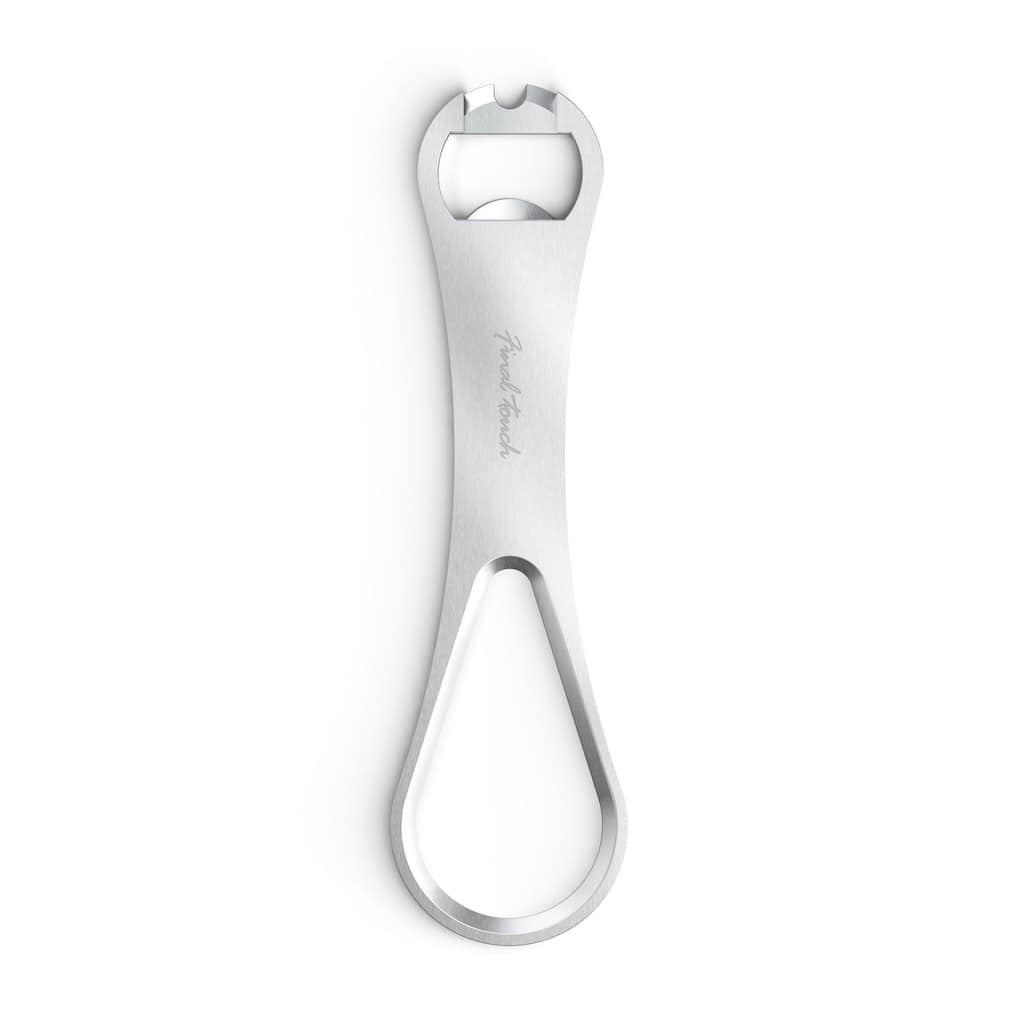Final Touch Bartender Speed Bottle Opener Stainless Steel Bar Key - 7.8" H x 3" L x 0.3" W