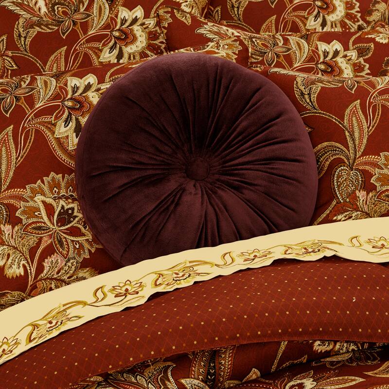 Royal Court Montecito Red Tufted Round Decorative Throw Pillow - Accent - Polyester - Red