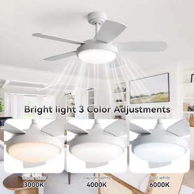 42 Inch Reversible Ceiling Fan / Dimmable Ceiling Fan Light Chandelier
