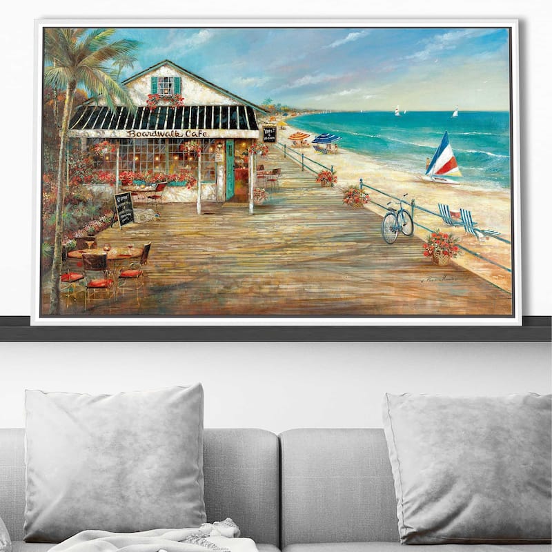 "Boardwalk Cafe" by Ruane Manning Print on Floating Canvas