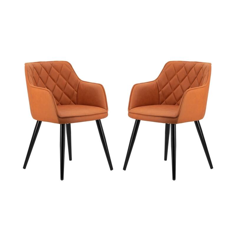 Black/Orange Fabric Upholstered Metal Frame Dining Chair, Sturdy Dining Chair for Dining Rooms - 20.5