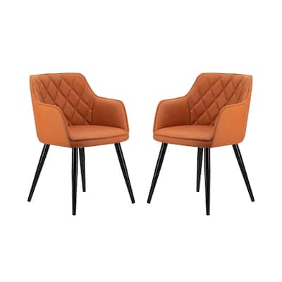 Black/Orange Fabric Upholstered Metal Frame Dining Chair, Sturdy Dining Chair for Dining Rooms - 20.5
