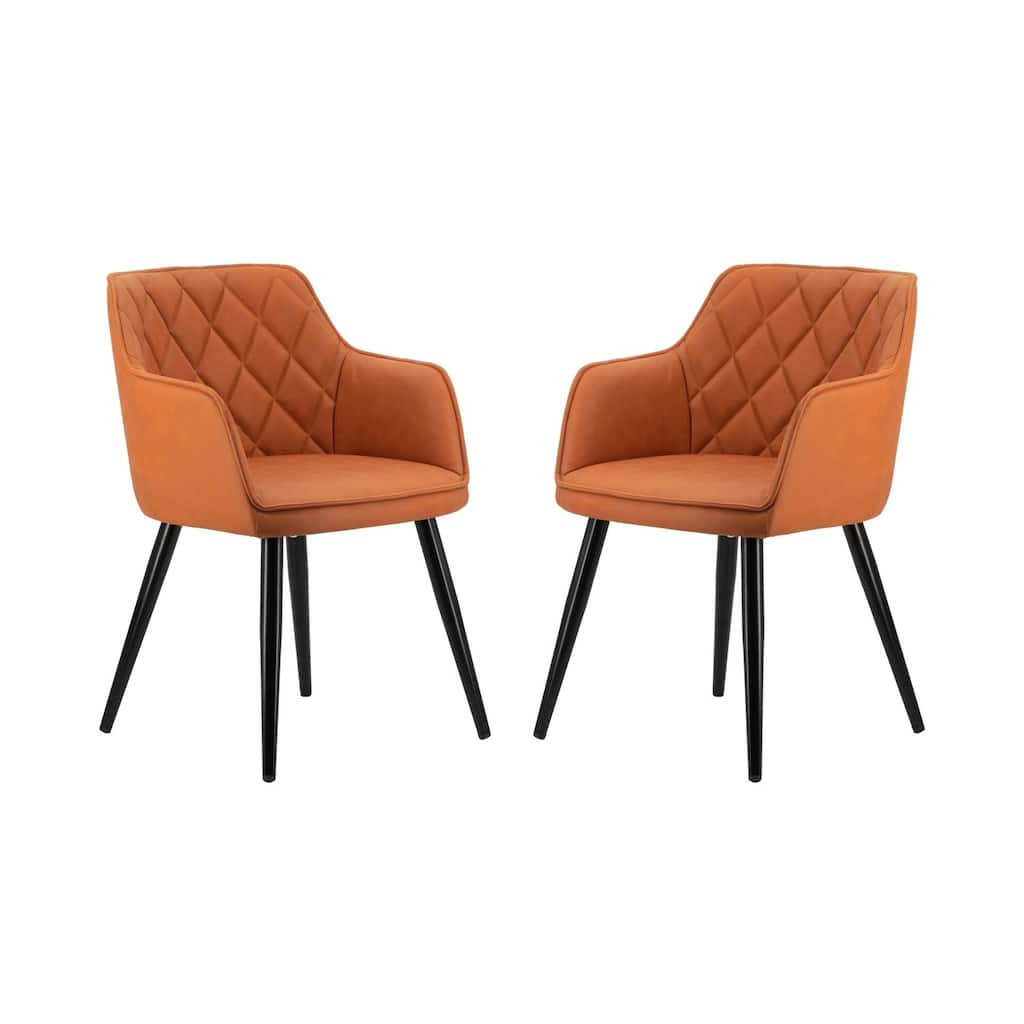 Black/Orange Fabric Upholstered Metal Frame Dining Chair, Sturdy Dining Chair for Dining Rooms - 20.5