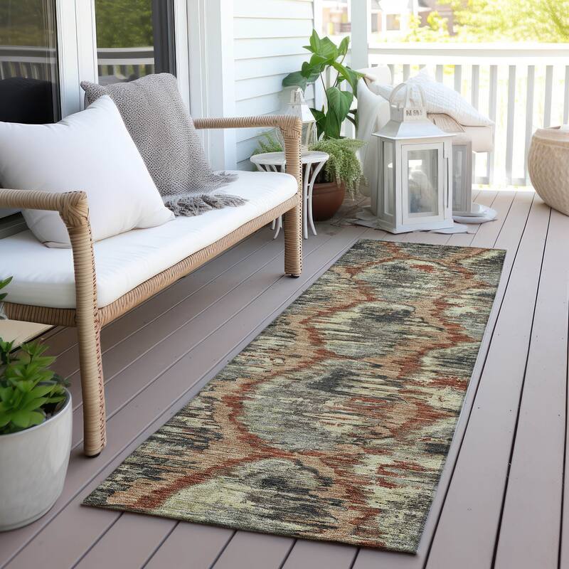 Machine Washable Indoor/ Outdoor Chantille Contemporary Abstract Rug - Copper - 2'3" x 7'6"