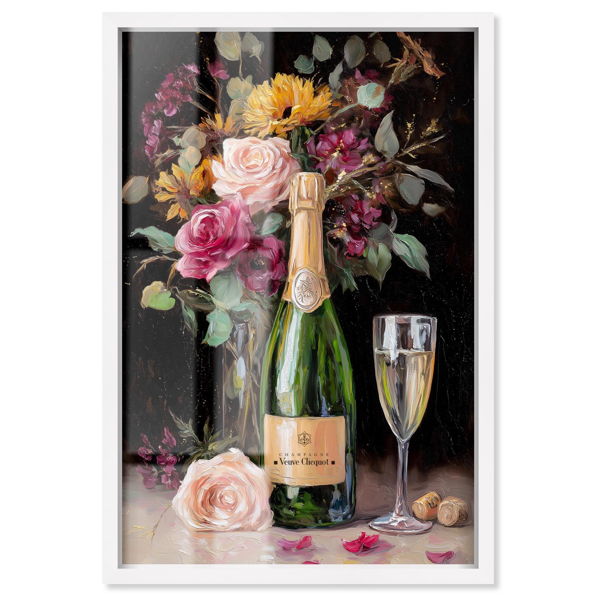 Champagne Blossom Kitchen Decor Shadowbox Print by Art Remedy