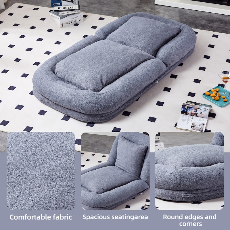Roomfitters Folding Sofa Chair with 5 Adjustable Positions, Velvet Floor Lounge Chair for Gaming