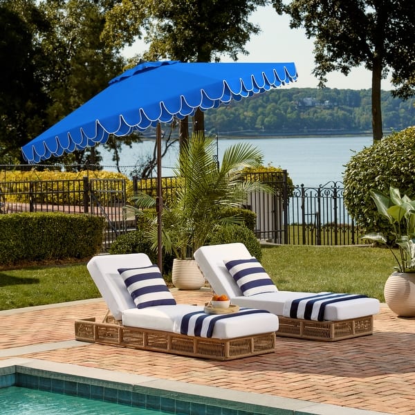 9 ft auto tilt round patio umbrella Safavieh 9 ft. Elegant Valance Umbrella Orange