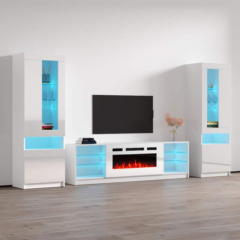 Boston WH01 Electric Fireplace Modern Wall Unit Entertainment Center