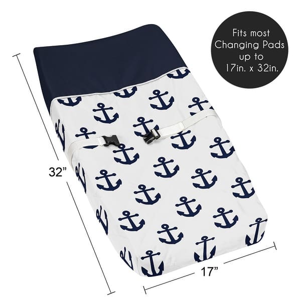 Navy Blue White Anchors Boy Girl Changing Pad Cover - Nautical Theme Ocean Sailboat Marine Sailor Anchor Unisex Gender Neutral
