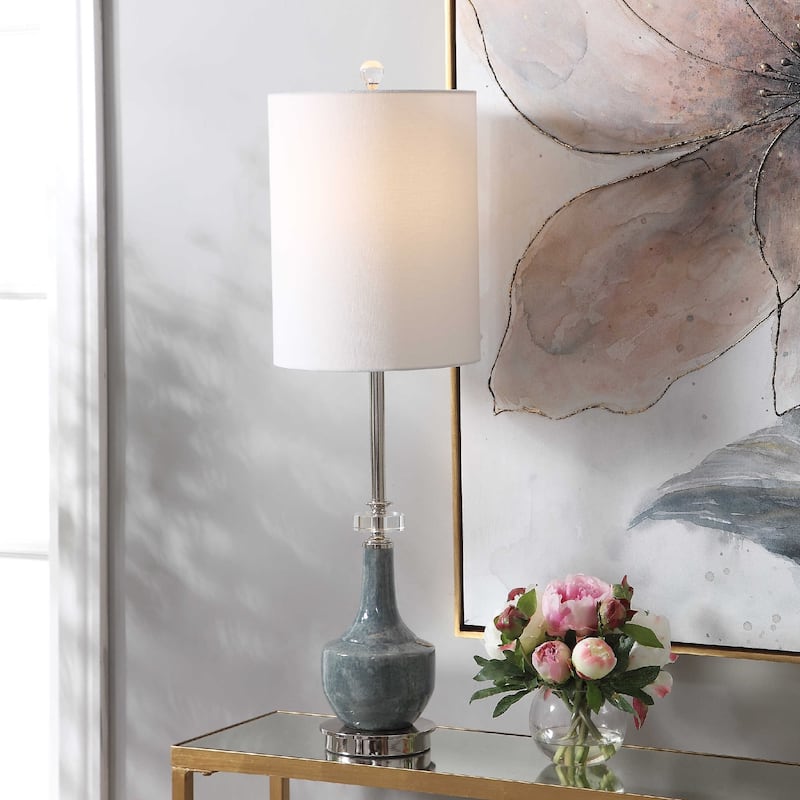 Mottled Glaze Buffet Table Lamp - 33" - Blue and White