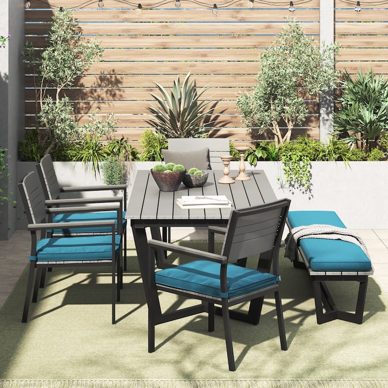 Corvus Orville 6-piece Aluminum Outdoor Dining Set with WPC Table Top