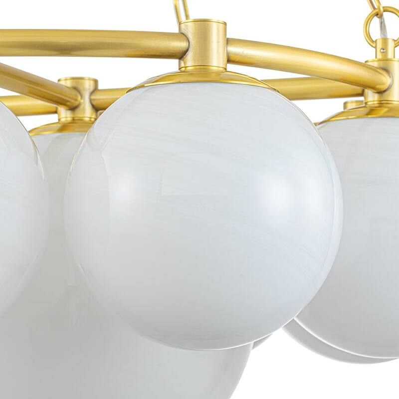 Glam 9-Light Cloud Glass Globe Bubble Round Chandelier - 28in Width