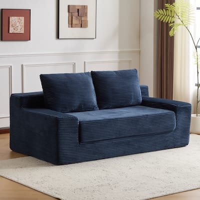 Loveseat Sofa Bed with Reversible Cushions - Deep Seat Corduroy Couch, No Assembly Required for Bedroom/Living Room