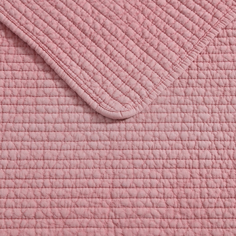 Nautica Seashore Stitch Solid Cotton Reversible Quilt Set