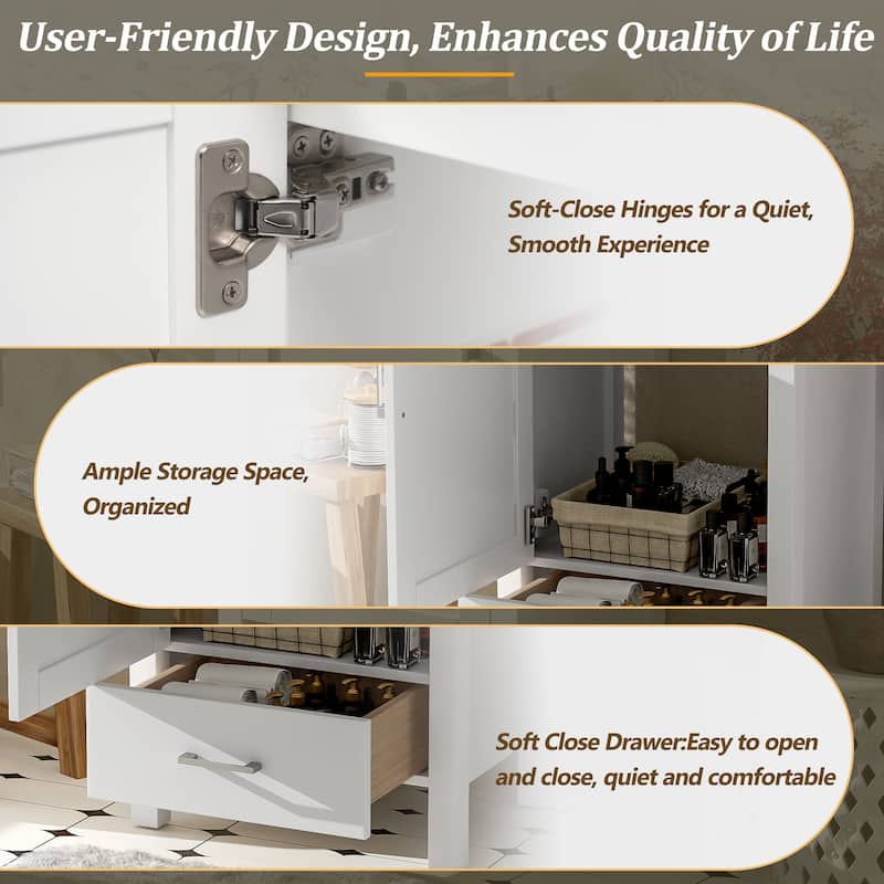 Small Bathroom Vanity 20 Inch with Sink, Solid Wood Cabinet, 1 Drawer 1 Door Storage, Freestanding, Modern Design
