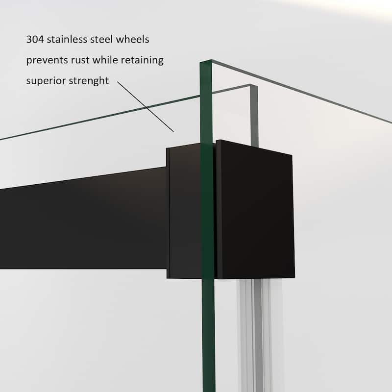 Spezia 56"W x 76"H Sliding Frameless Shower Enclosure in Matt Black