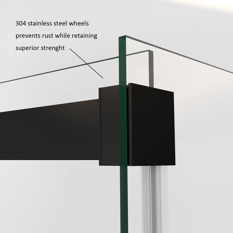 Spezia 64" W x 76" H Sliding Frameless Shower Door in Matt Black