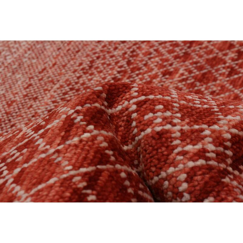 ECARPETGALLERY Hand-knotted Silk Shadow Dark Copper Wool Rug - 6' 6" x 9' 3"