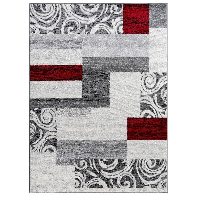 Classic Living Room Rug With Patchwork Design Modern checkered pattern
