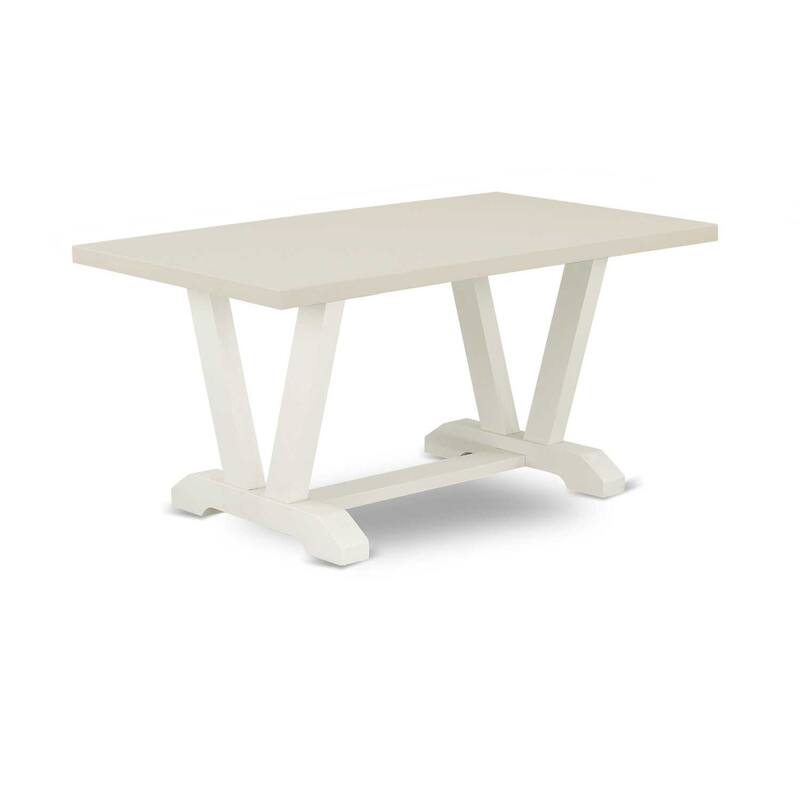 Modern 7-Piece Dining Set - Rectangular Table & 6 Dining Chairs - Linen White & Dark Wood Finish - 60