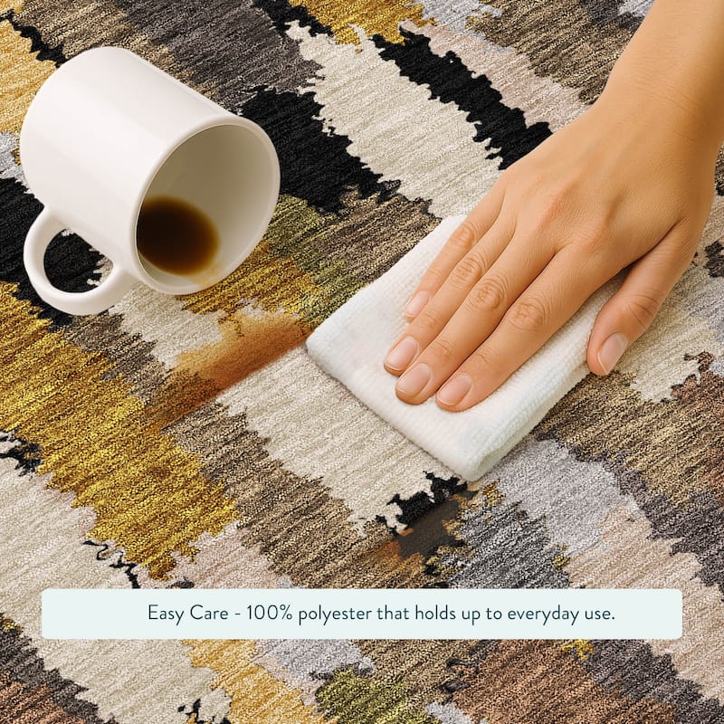 Machine Washable Indoor/ Outdoor Contemporary Stacks Chantille Rug