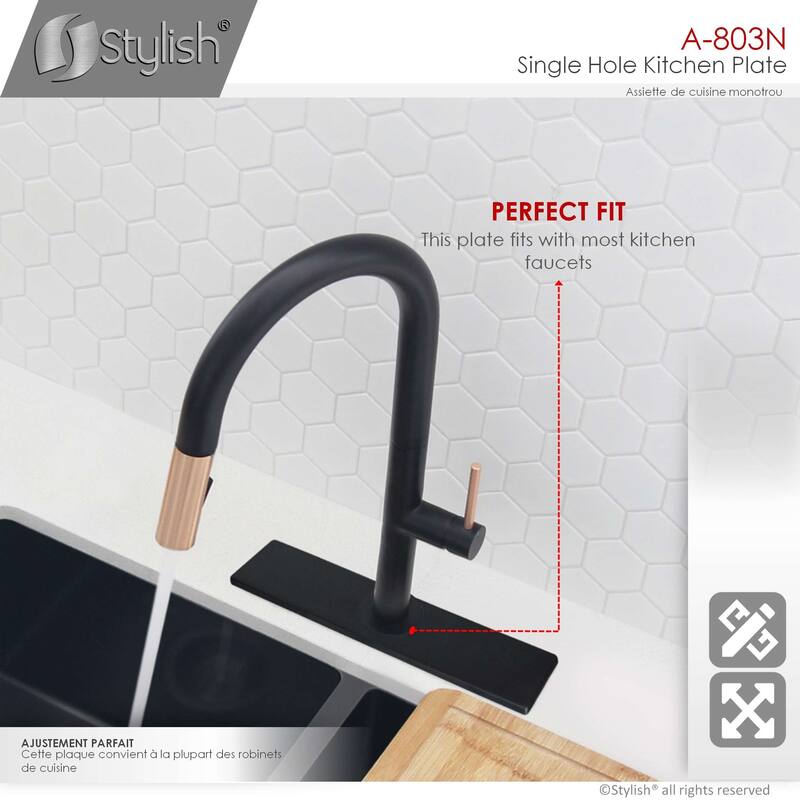 STYLISH Kitchen Sink Faucet Hole Cover, Deck Escutcheon Plate