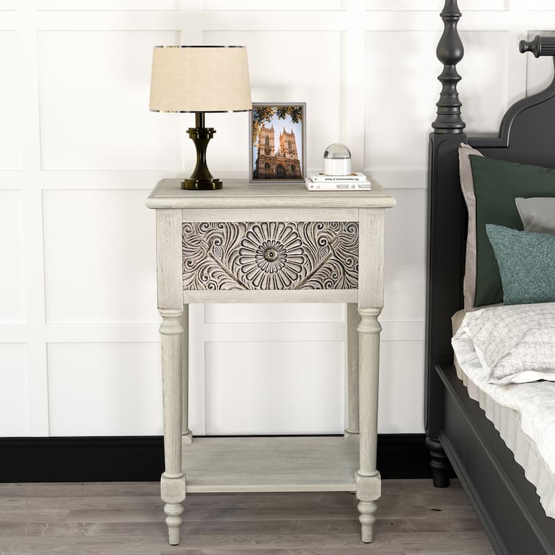 SUNBURY Vintage Solid Wood Nightstand with Drawer