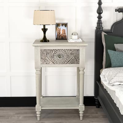 SUNBURY Vintage Solid Wood Nightstand with Drawer