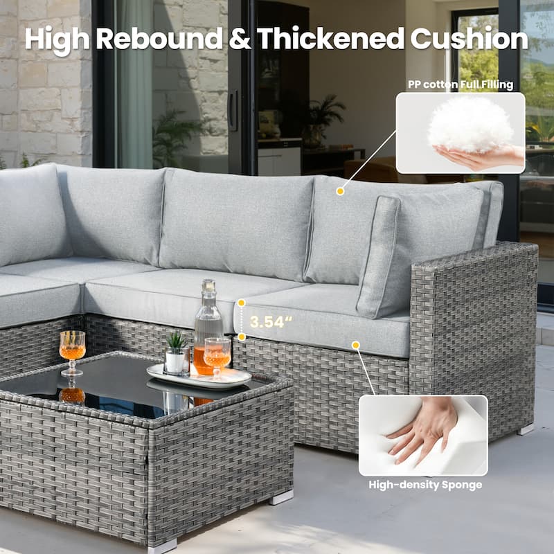 XIZZI 7-Piece Outdoor Wicker Sectional Set with Coffee Table