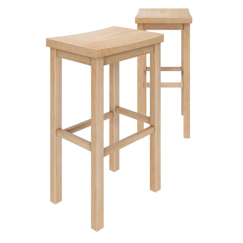 Now Furniture Solid Wood Backless Saddle Seat Bar Height Stool