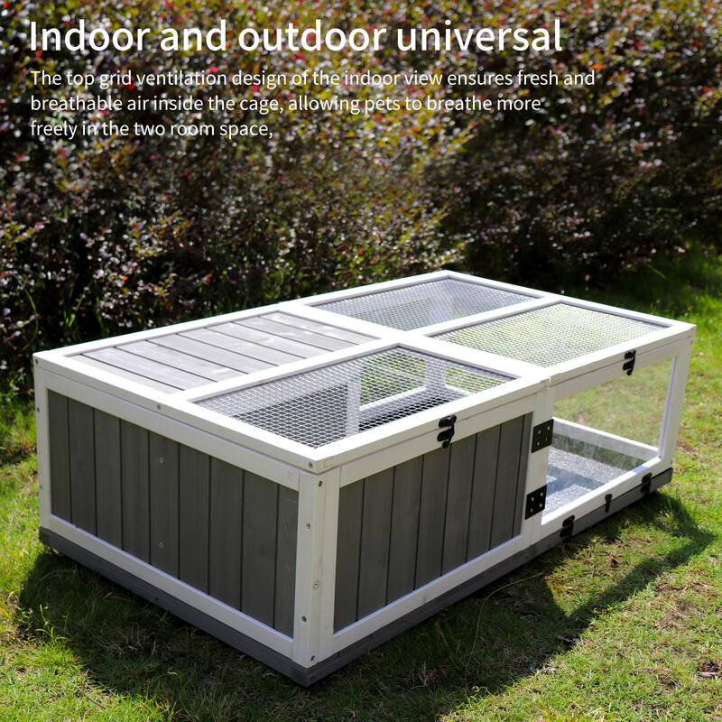 Anmytek Small Animal Turtle Hutch Indoor Outdoor Pet Cage Wooden Habitat Hamster Enclosure