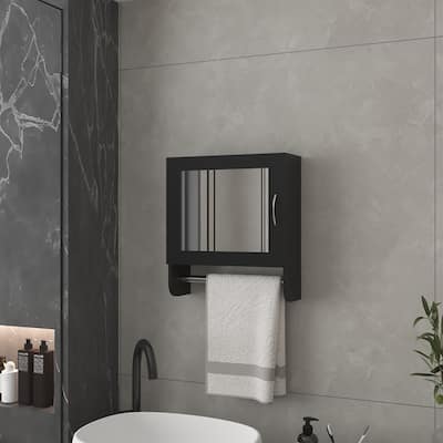 Bathroom Medicine Cabinet with Mirrored Door, Space-Saving Wall-Mounted Design, 2 Shelves for Storage