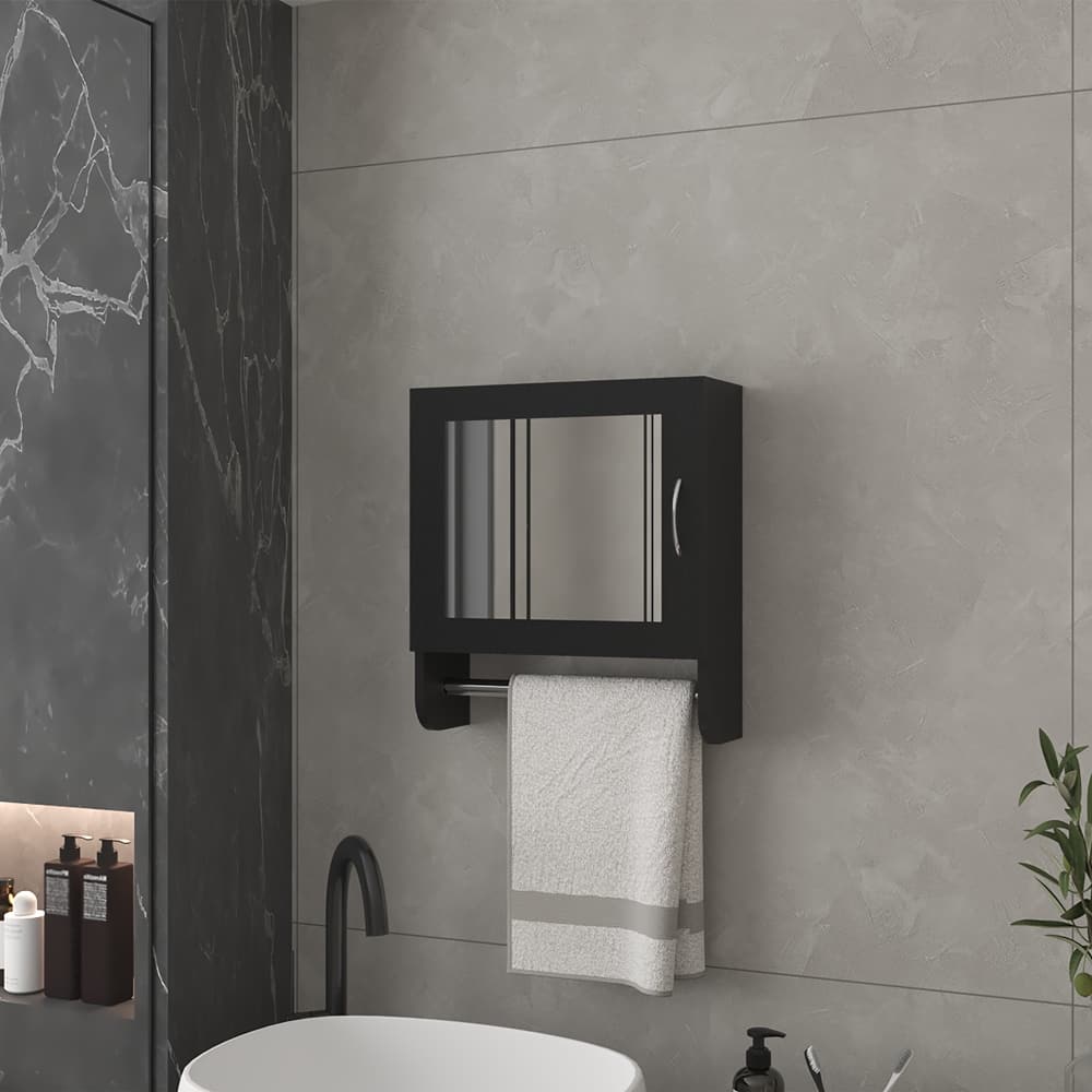 Bathroom Medicine Cabinet with Mirrored Door, Space-Saving Wall-Mounted Design, 2 Shelves for Storage