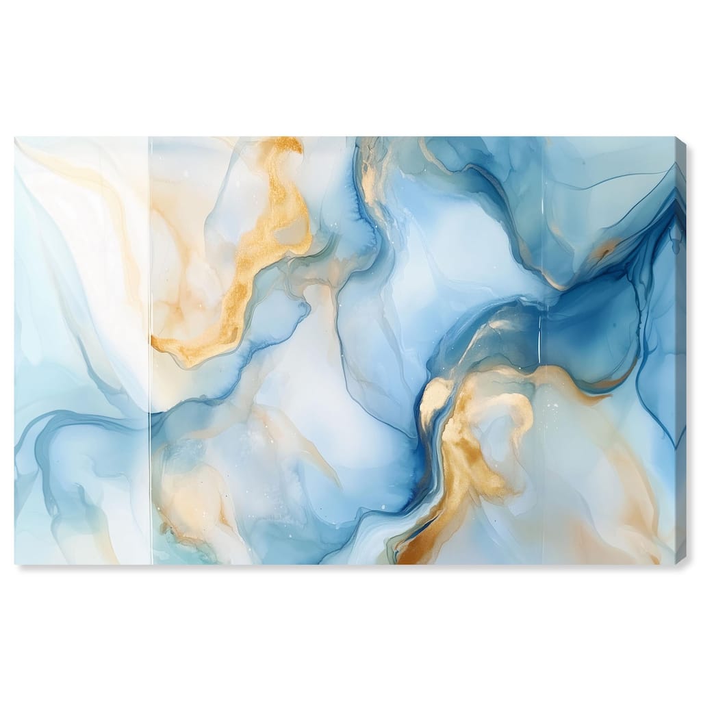 Blue Veined Gold Canvas by Art Remedy, Gallery Wrapped