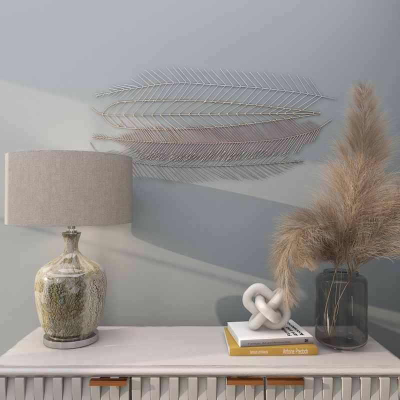 CosmoLiving by Cosmopolitan Multi Colored Metal Feather Bird Home Wall Decor