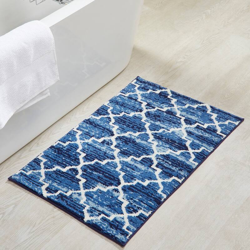 Better Trends Savio Collection 4 & 5 Pc Set Bathroom Rug - 100% Micro Polyester with Gel Foam Backing, Machine Washable Bath Mat