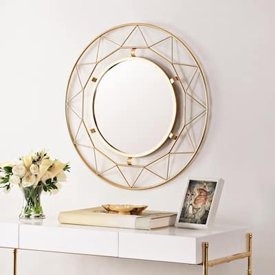 SAFAVIEH Cosria 33-inch Gold Round Wall Accent Mirror - 30" x 1.3" x 30"