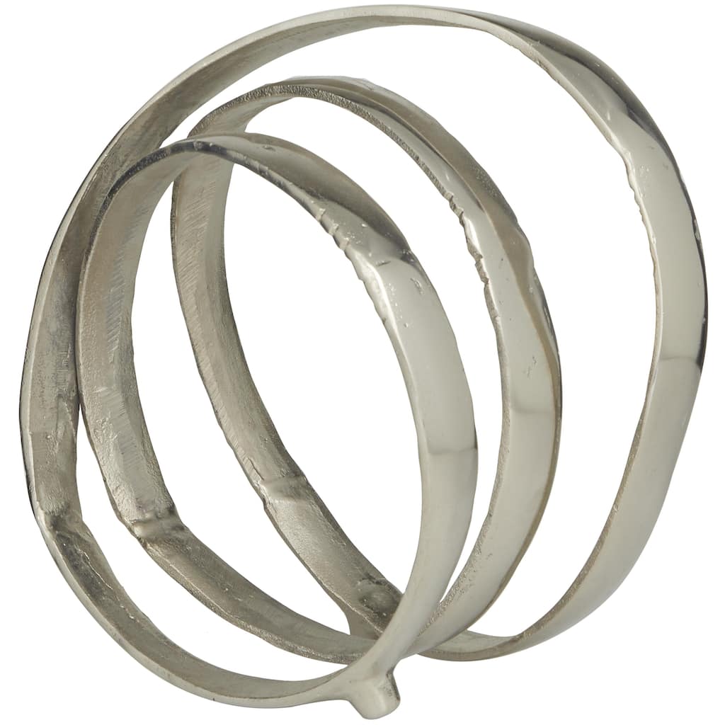 Aluminum Metal Abstract Looped Decorative Sculpture - Silver, Gold, Black - Roche River Decor