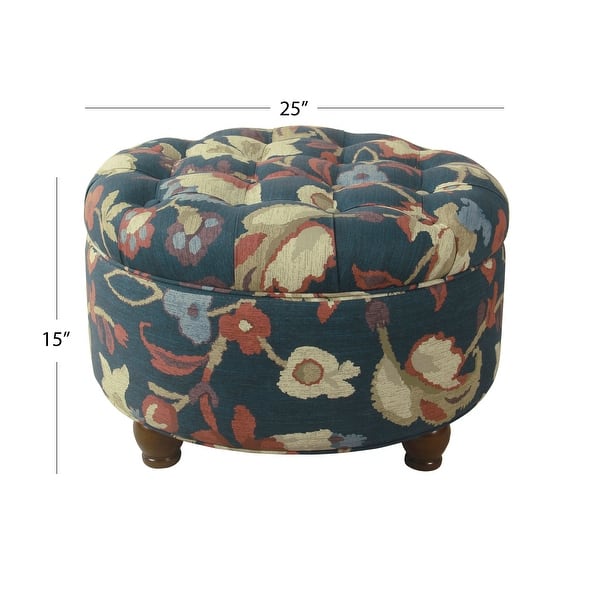 dimension image slide 0 of 3, HomePop Tufted Round Storage Ottoman - Navy