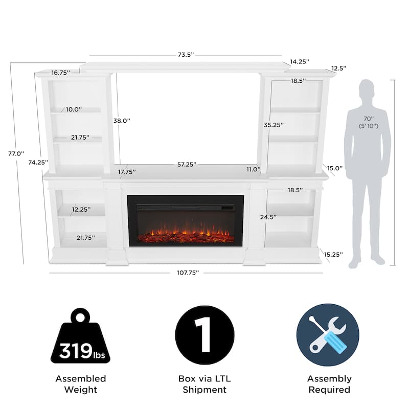 Monte Vista 108" TV Stand Electric Fireplace in White by Real Flame