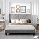 preview thumbnail 11 of 25, Queen Size Glam Velvet Wingback Upholstered Platform Bed with Foam Padded Headboard / Box Spring Needed / Fit up to 500LBS