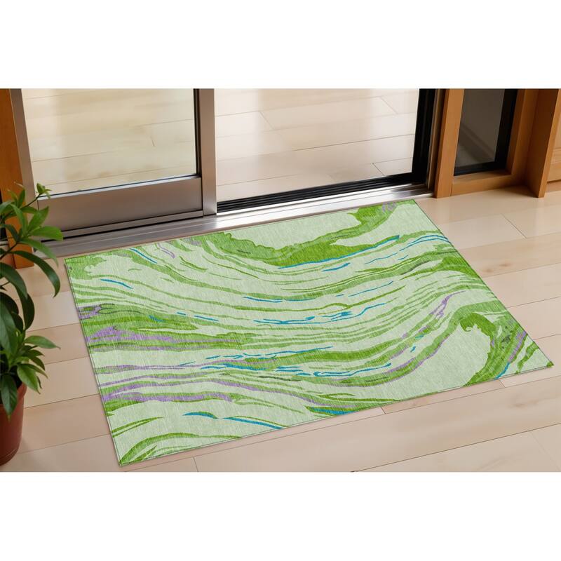 HomeRoots Abstract Transitional Rectangle Outdoor Rug - 3' x 5'