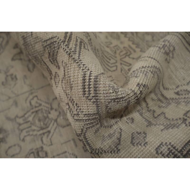 Hand Knotted Oriental 100% Wool Carpet Traditional Floral Beige & Ivories Tabriz Area Rug - 9' 8'' X 6' 5''