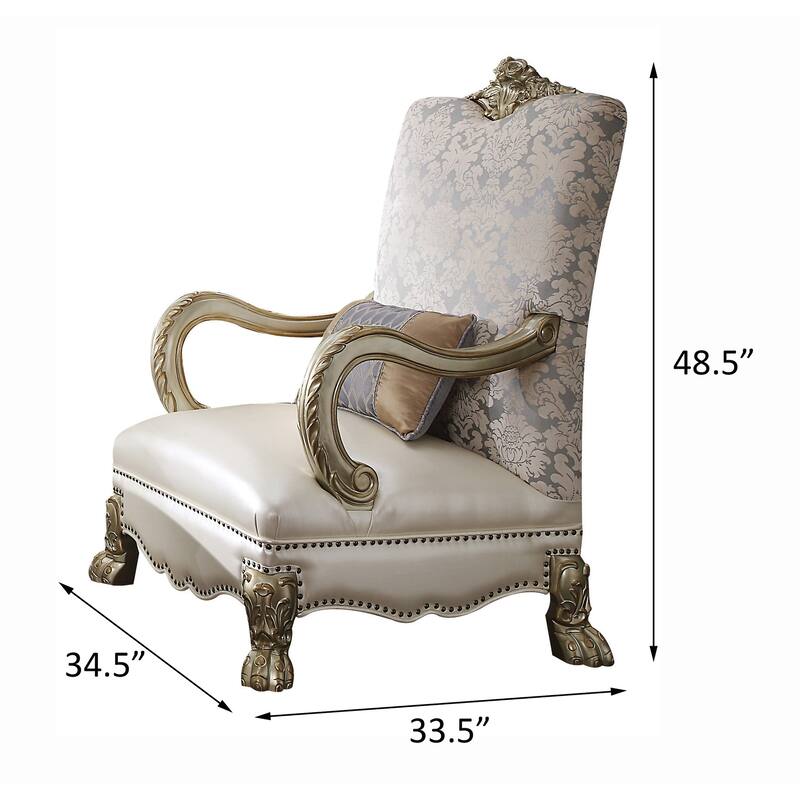 Phillipa Pearl and Gold Patina Chair with 1 Pillow