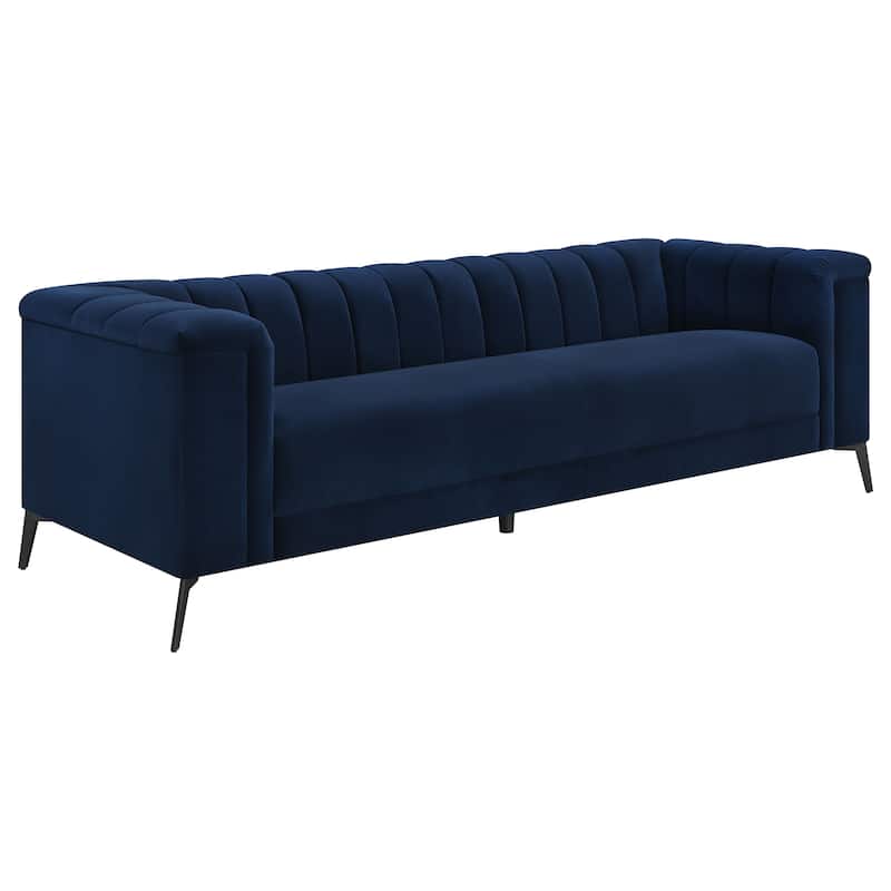 Chalet Upholstered Tuxedo Arm Tufted Sofa Blue - Blue