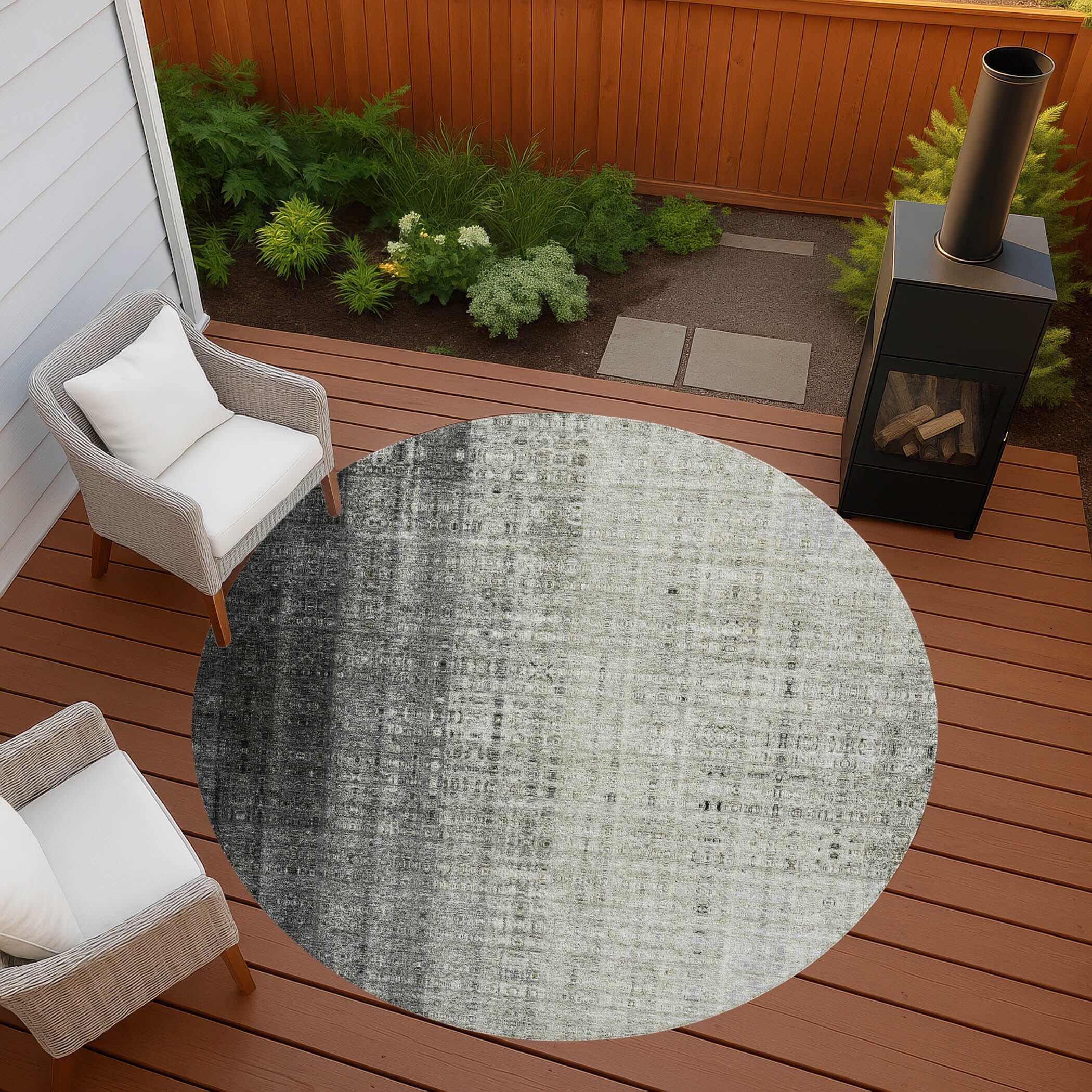 Machine Washable Indoor/ Outdoor Contemporary Ombre Chantille Rug