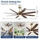preview thumbnail 6 of 16, 72" Gold Transitional Walnut 8 ABS Blades Propeller Ceiling Fan with Dimmable LED Light and Remote Control, DC Motor