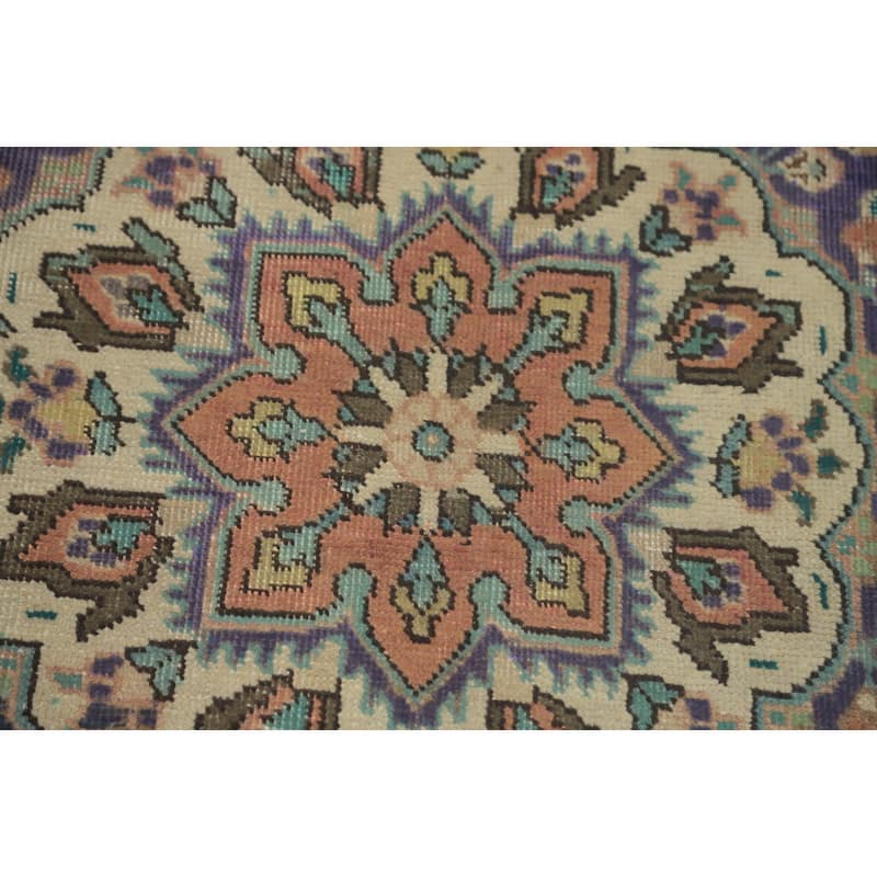Hand Knotted Oriental 100% Wool Carpet Traditional Floral Oranges & Rust Tabriz Area Rug - 9' 9'' X 6' 7''